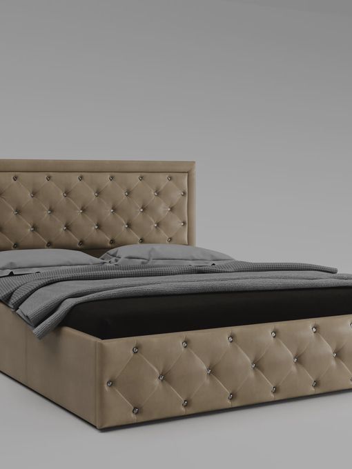 Кровать «Мишель», экокожа, бежевая